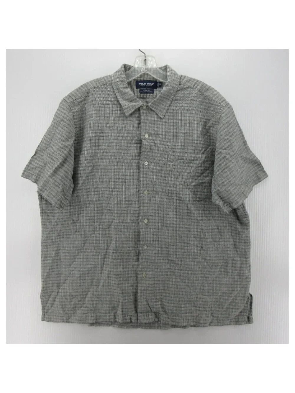 VGT Polo Ralph Lauren Golf Shirt XL Clayton Linen Blend Button Up Plaid